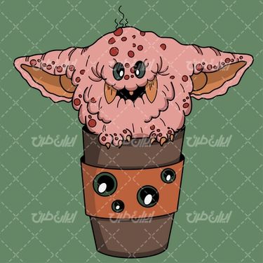 وکتور برداری هیولای کارتونی همراه با شخصیت کارتونی و برنامه کودک