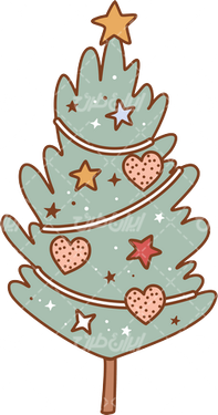 وکتور برداری درخت کریسمس همراه با المان کریسمسو برنامه کودک