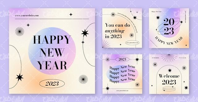 وکتور برداری طرح گرافیکی خام با طرح  سال نو میلادی و لیبل