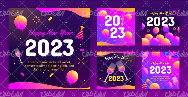 وکتور برداری طرح گرافیکی خام با طرح  سال نو میلادی و لیبل