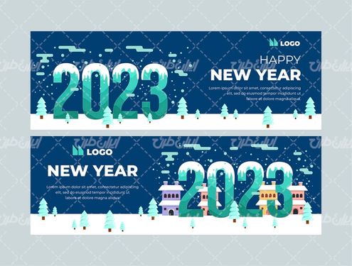 وکتور برداری طرح گرافیکی خام با طرح  سال نو میلادی و لیبل