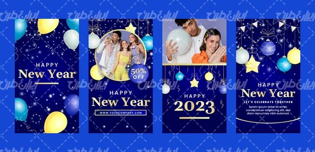 وکتور برداری طرح گرافیکی خام با طرح  سال نو میلادی و لیبل