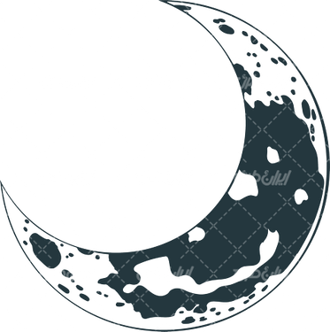 وکتور برداری هلال ماه سیاه قلم به همراه نقاشی و ماه