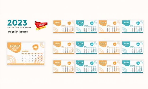 وکتور برداری تقویم میلادی به همراه طرح تقویم سال 2023 میلادی