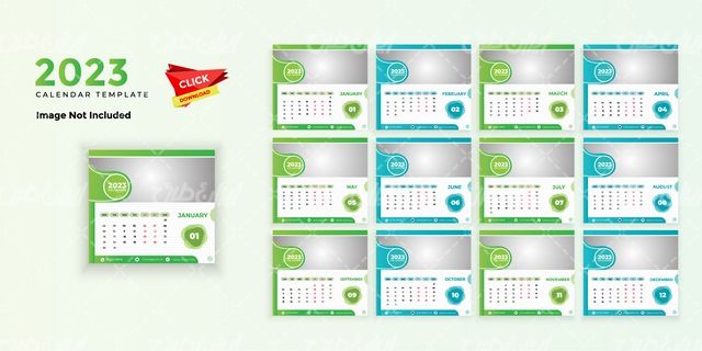 وکتور برداری تقویم میلادی به همراه طرح تقویم سال 2023 میلادی