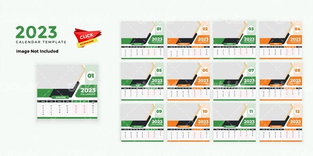 وکتور برداری تقویم میلادی به همراه طرح تقویم سال 2023 میلادی