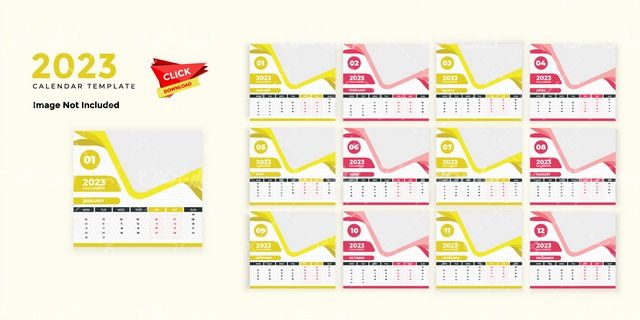 وکتور برداری تقویم میلادی به همراه طرح تقویم سال 2023 میلادی