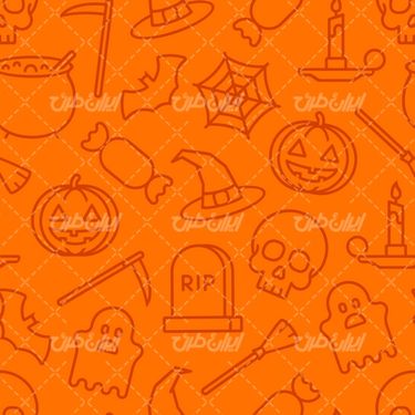 وکتور برداری المان های هالوین به همراه پترن  و المان های ترسناک