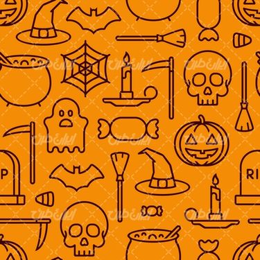 وکتور برداری المان های هالوین به همراه پترن  و المان های ترسناک