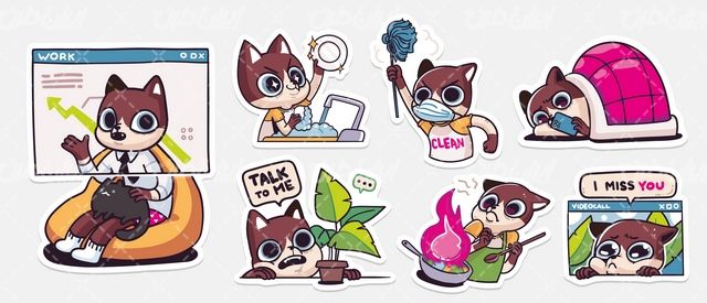 وکتور برداری کارتون به همراه برنامه کودک و گربه کارتونی