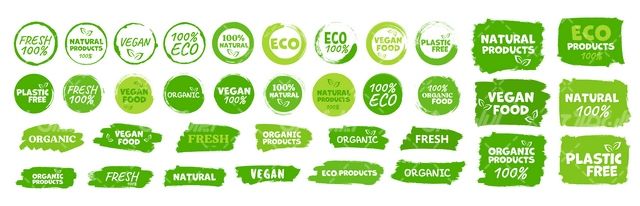 وکتور برداری لیبل اکولوژی همراه با برچسب رنگی و لیبل