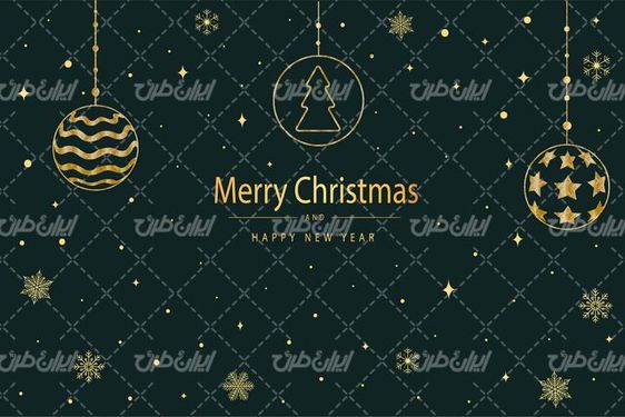 وکتور برداری طرح کریسمس همراه با درخت کریسمس و کارتون