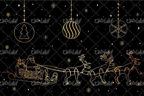 وکتور برداری طرح کریسمس همراه با درخت کریسمس و کارتون