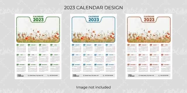 وکتور برداری تقویم دیواری همراه با طرح خام تقویم و تقویم میلادی