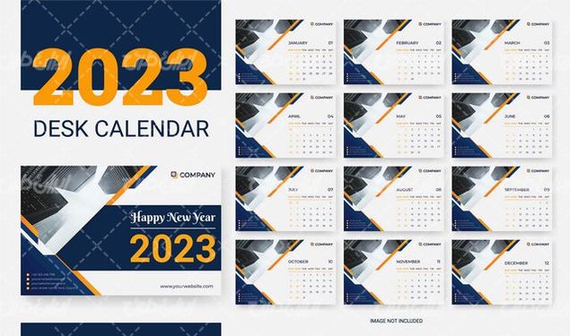 وکتور برداری تقویم دیواری همراه با طرح خام تقویم و تقویم میلادی