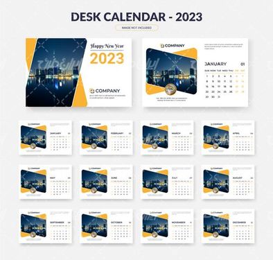 وکتور برداری تقویم میلادی همراه با طرح خام تقویم و تقویم گرافیکی