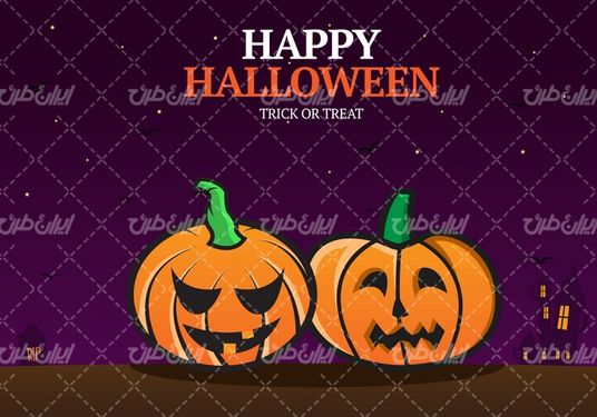 وکتور برداری کدو همراه با طرح شب وحشت و هالوین