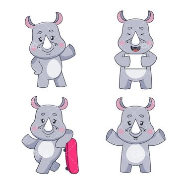 وکتور برداری کرگدن همراه با برنامه کودک و کارتون کرگدن