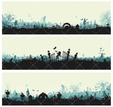 وکتور برداری شب وحشت همراه با المان شب وحشت و قبر