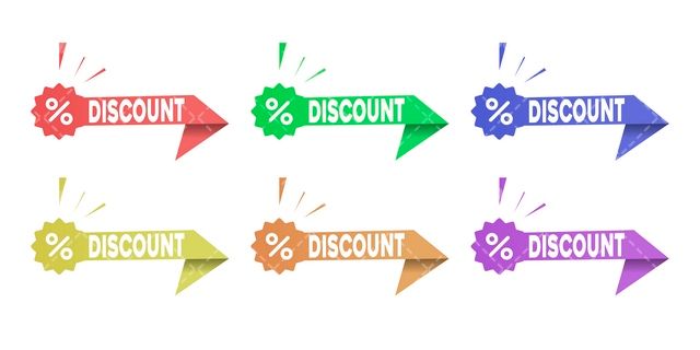 وکتور برداری لیبل تخفیف همراه با برچسب گرافیکی و لیبل رنگی