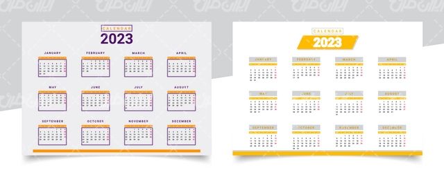وکتور برداری تقویم همراه با قالب تقویم و تقویم میلادی