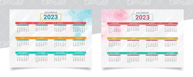 وکتور برداری تقویم همراه با قالب تقویم و تقویم میلادی