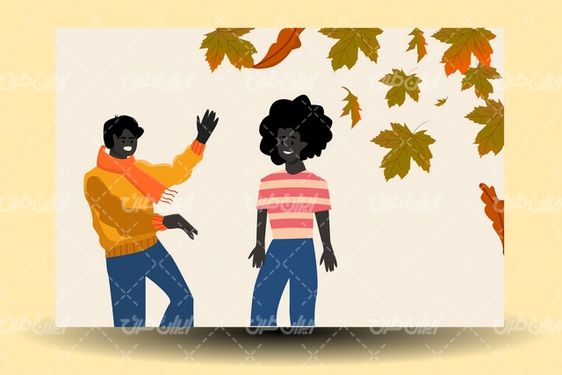 وکتور برداری طرح پاییز همراه با برنامه برگ پاییزی و فصل پاییز