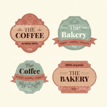 وکتور برداری لیبل رنگی همراه با برچسب رنگی و لیبل گرافیکی