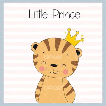 وکتور برداری ببر به همراه پس زمینه گرافیکی و تاج پادشاه