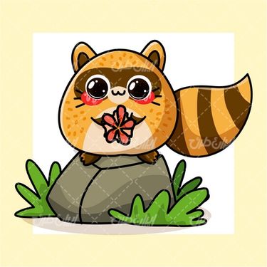 وکتور برداری گربه به همراه تخته سنگ و بوته سبز