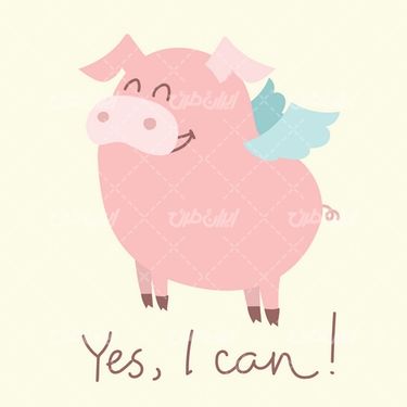 وکتور برداری خوک کارتونی به همراه دامن و رقص