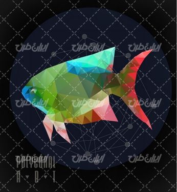 وکتور برداری لوگو ماهی همراه با نماد گرافیکی و آرم رنگی