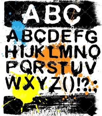 وکتور برداری حروف الفبا همراه با الفبای لاتین و کاراکتر انگلیسی