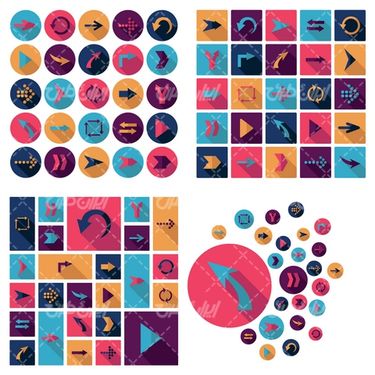 وکتور برداری آیکن فلش همراه با آیکن پیکان و علامت کمان