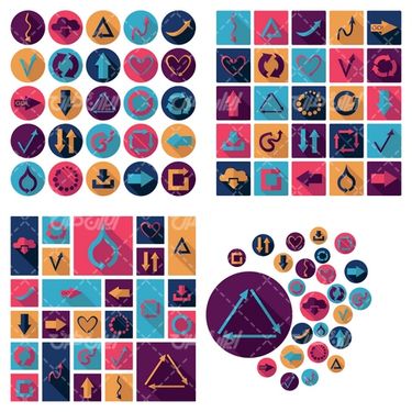 وکتور برداری آیکن فلش همراه با آیکن پیکان و علامت کمان