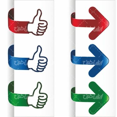 وکتور برداری فلش گرافیکی همراه با علامت لایک و پیکان رنگی