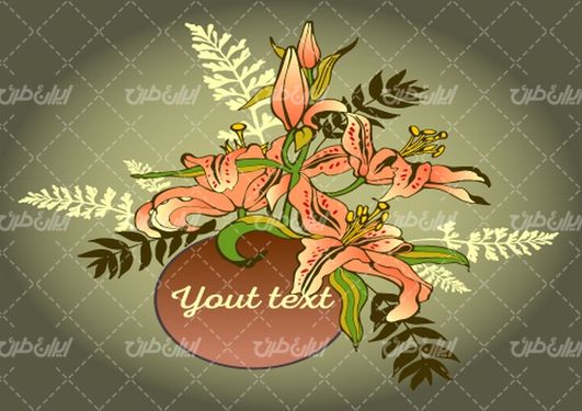 وکتور برداری گل و بوته همراه با طرح خام و پس زمینه گرافیکی