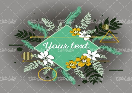 وکتور برداری گل و بوته همراه با طرح خام و پس زمینه گرافیکی