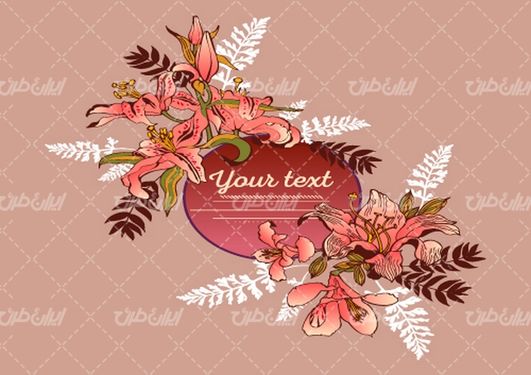 وکتور برداری گل و بوته همراه با طرح خام و پس زمینه گرافیکی