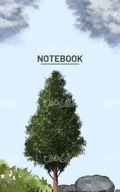 وکتور برداری طرح جلد دفترچه یادداشت همراه با درخت و سنگ