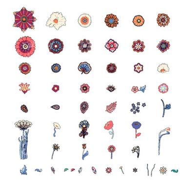 وکتور برداری شکوفه گل همراه با گل و بوته و گل گرافیکی