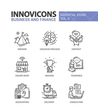 وکتور برداری آیکن سیاه قلم همراه با آیکن و آیکن خطی