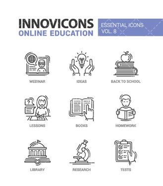 وکتور برداری آیکن سیاه قلم همراه با آیکن و آیکن خطی