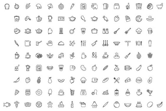 وکتور برداری مجموعه آیکن همراه با آیکن و آیکن مواد غذایی