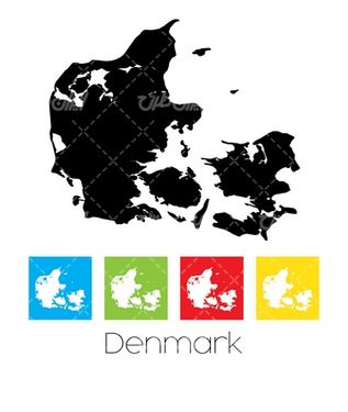 وکتور برداری نقشه جغرافیای دانمارک همراه با نقشه کشورها و نقشه