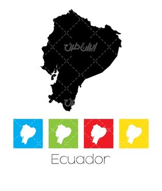 وکتور برداری نقشه جمهوری اکوادور همراه با نقشه کشورها و نقشه