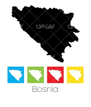 وکتور برداری نقشه بوسنی همراه با نقشه کشورها و نقشه