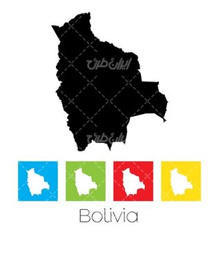 وکتور برداری نقشه بولیوی همراه با نقشه کشورها و نقشه