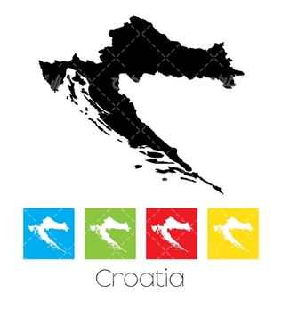 وکتور برداری نقشه کرواسی همراه با نقشه کشورها و نقشه