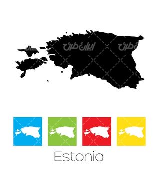 وکتور برداری نقشه استونی همراه با نقشه کشورها و نقشه